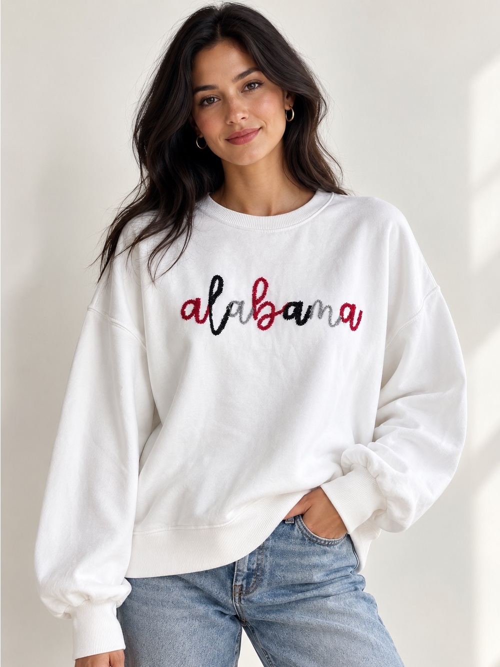 NWT Mary Square Millie Alabama Metallic Script Oversized Sweatshirt Sz Small